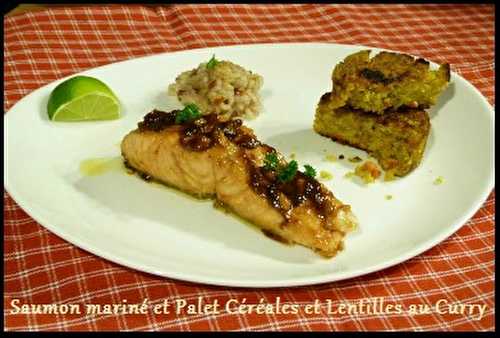 Saumon Mariné et Palets de Céréales et lentilles au curry