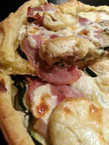 Tarte courgettes,chèvre,jambon fumé