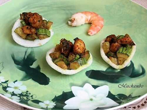 CHIPS DE COURGETTES ET CREVETTES EPICEES