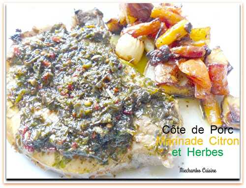 Côtes de porc en marinade au citron et aux herbes