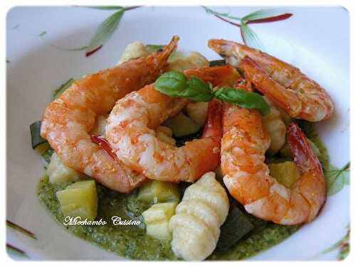 Gambas Rôties, Gnocchi de Pommes de Terre et Courgettes d'Alain Ducasse