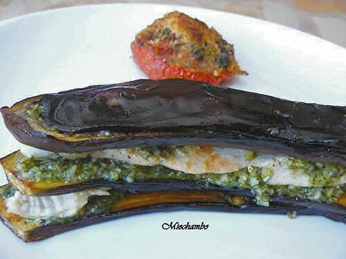 Mille Feuilles d' Aubergines et Poulet au Pesto