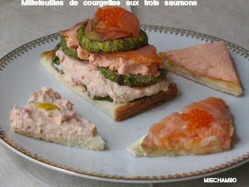 MILLEFEUILLES DE COURGETTES AUX TROIS SAUMONS