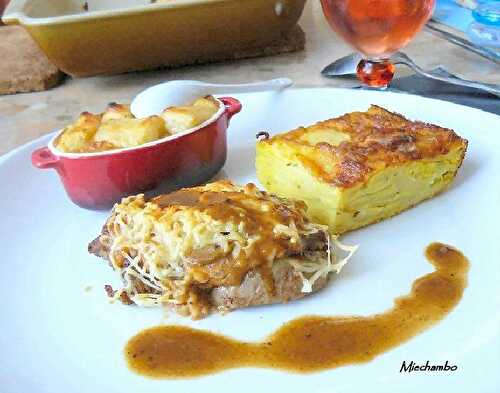 Noix de Veau en Tartines Grillées Façon Orlof, Gâteau de Pommes de Terre suivant la recette du Gâteau Invisible d'Eryn