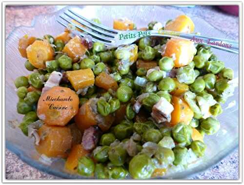 Petits pois-carottes aux lardons fumés