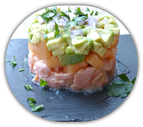 Tartare de saumon, avocat et melon