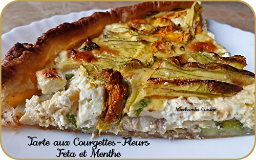 Tarte aux courgettes-fleurs, feta et menthe