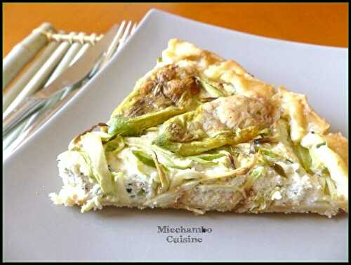 Tarte mozzarella, courgettes et fleurs de courgettes farcies,