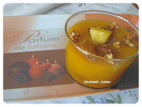 Velouté de mangue, ananas caramélisé et croustillants de fruits secs, une journée dans les Gorges du Verdon