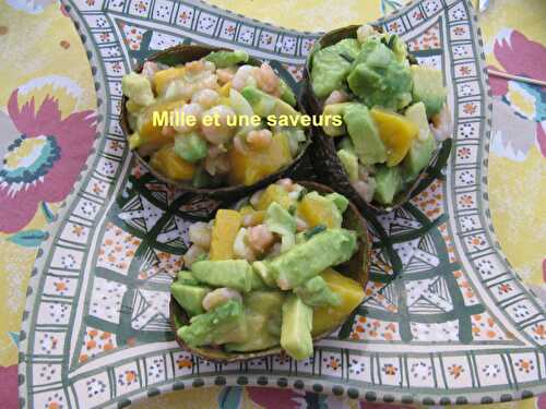 Avocat, crevette, mangue