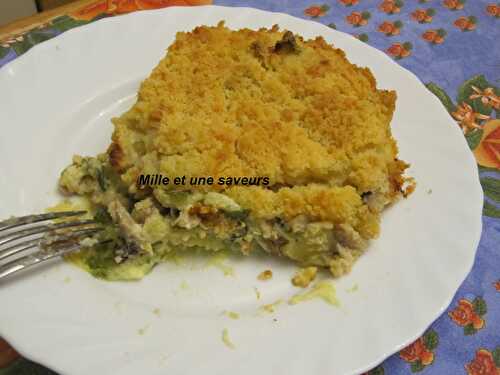 Crumble de harengs fumés et ses courgettes, pomme de terre