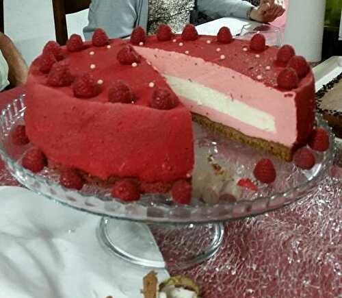 Entremet framboise avec insert vanillé panna cotta et craquant spéculoos