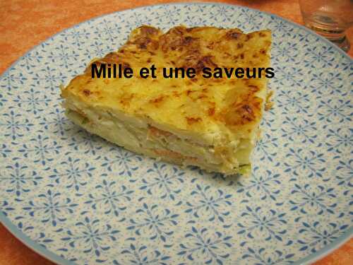 Gratin de ravioles et courgettes au saumon fumé