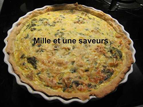 Quiche au cresson, chèvre frais et thon