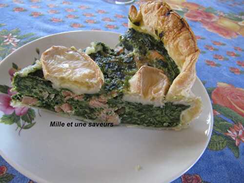 Quiche au saumon fumé, épinards et fromage de chèvre