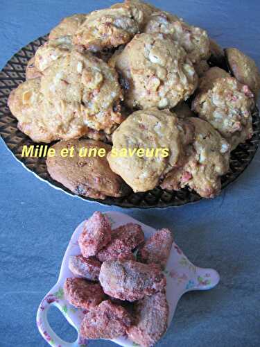 Sablés à la praline rose maison et chocolat blanc