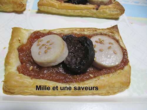 Tarte fine au boudin et son chutney d'ananas