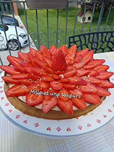 Tarte aux fraises avec sa crème d'amandes et crème pâtissière