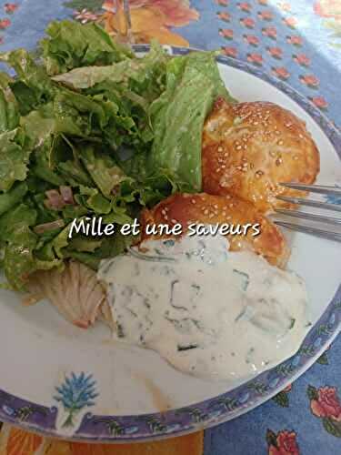 Feuilleté au chèvre et sauce ail des ours
