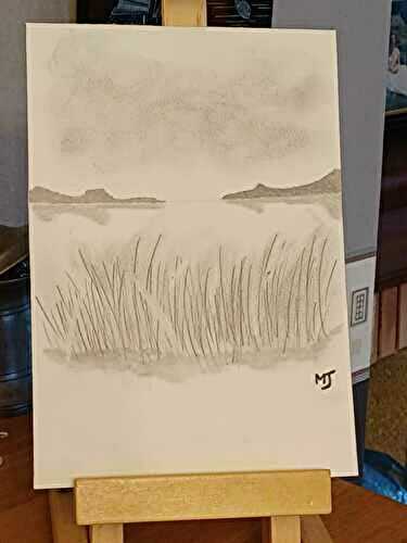 Dessin paysage au crayon de papier