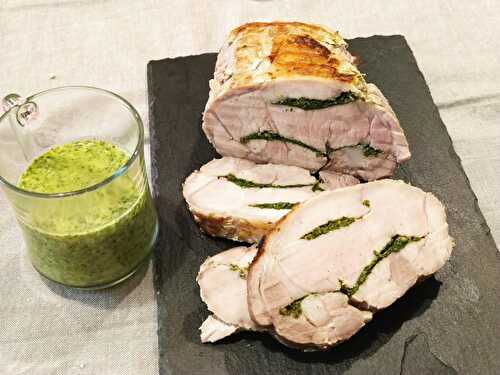 Rôti de porc, sauce verte