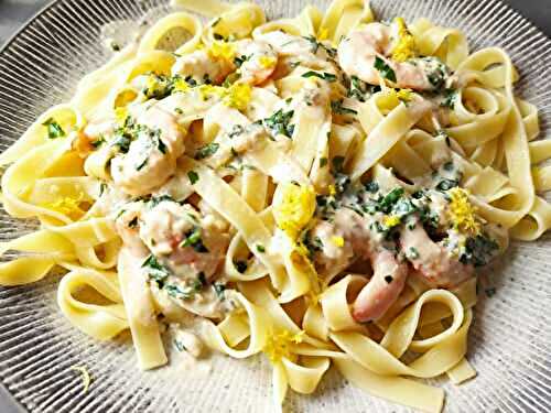 Tagliatelles aux crevettes et au citron