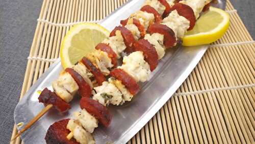 Brochettes de Loup de mer au Chorizo
