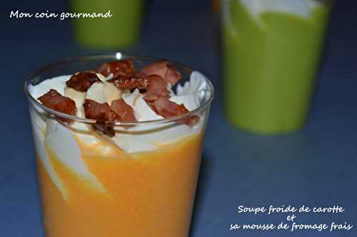 Soupe froide à la carotte avec sa mousse de fromage frais