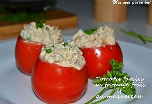 Tomates farcies au fromage frais et au maquereau poire-cumin