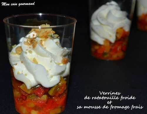 Verrines de ratatouille et sa mousse de fromage frais