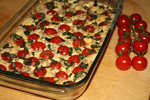 Clafoutis soyeux aux tomates cerises