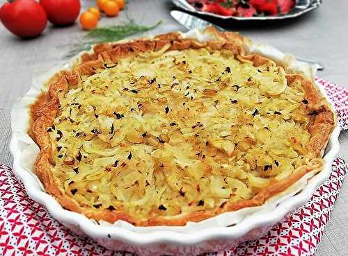 La tarte feuilletée au confit de fenouil sur lit de noisettes, voilà un titre à rallonge sans que je n'ai besoin d'en rajouter...