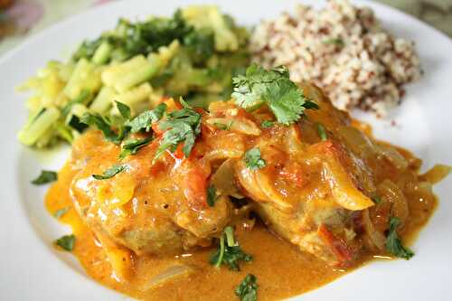 Mignon de porc curry-coco et poêlée de courgette parfumée