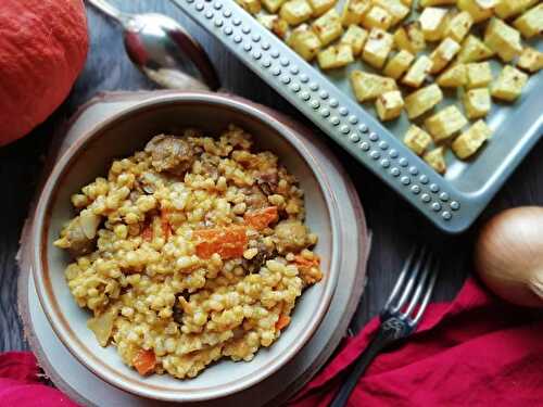 Orgeotto potimarron châtaigne et cubes de céleri rôti, le plat doudou de l'hiver (vegan)