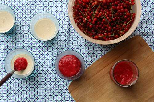 Panna cotta végétale et son coulis de groseilles