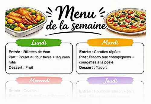 Menu de la semaine : recettes rapides pour 7 jours