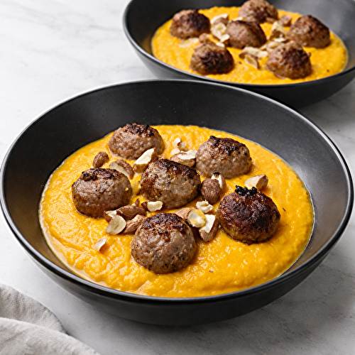 Purée de butternut rapide avec boulettes de viande (version express)