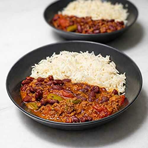 Recette chili con carne rapide et son riz