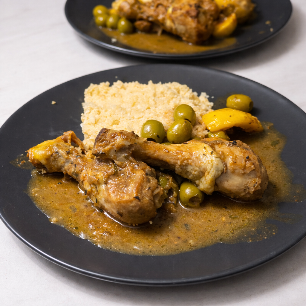 Tajine poulet aux olives et au citron rapide : recette en 1h max