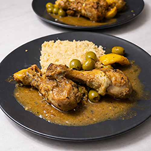 Tajine poulet aux olives et au citron rapide : recette en 1h max