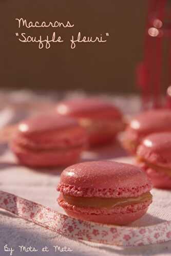 Macarons "Souffle fleuri": rose, rhubarbe et lilas