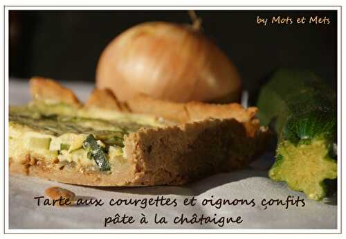 Tarte aux courgettes et oignons confits, pâte à la châtaigne