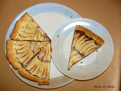 Tarte chocolat, pommes et noix