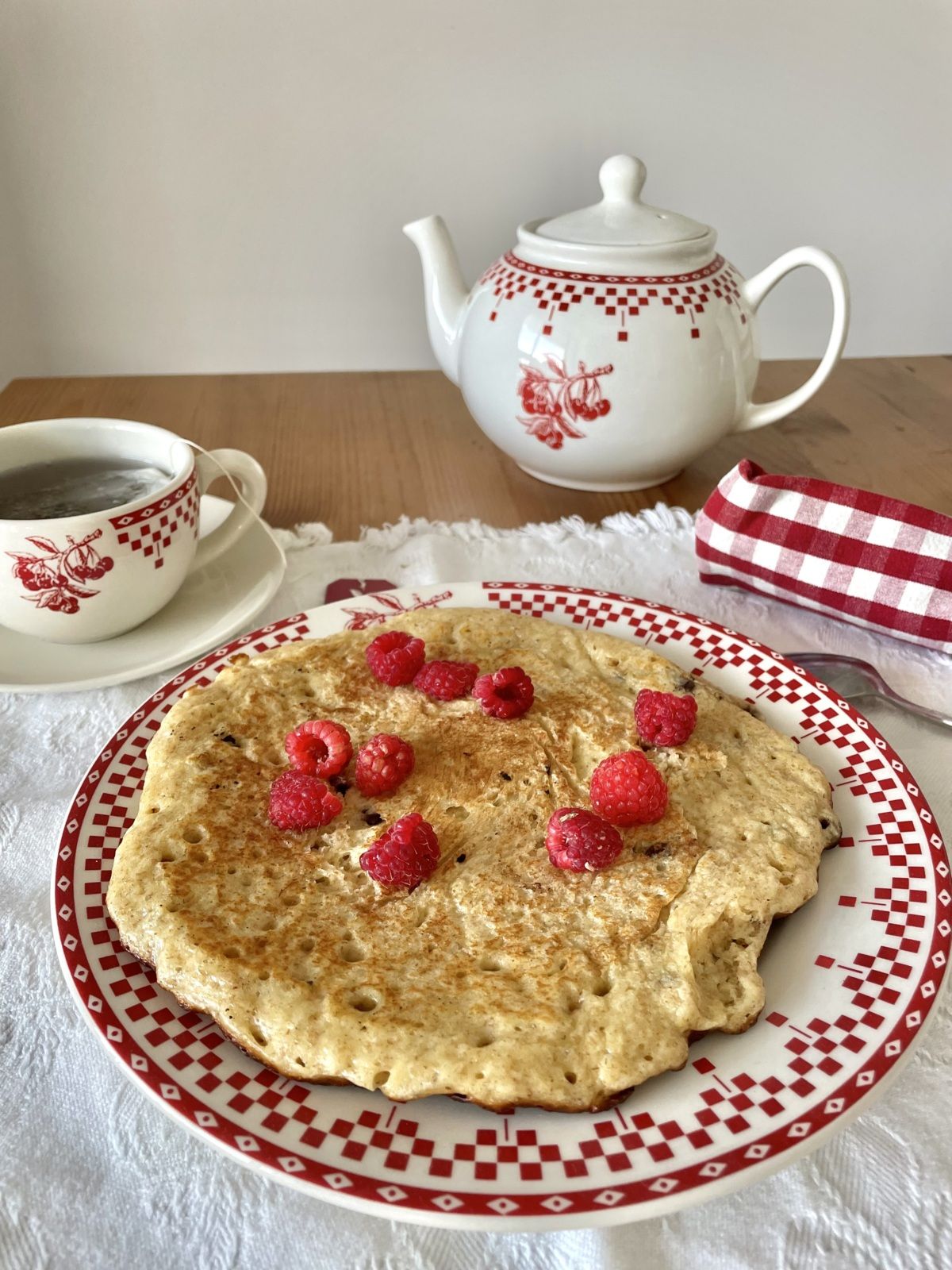 Pancake healthy aux framboises
