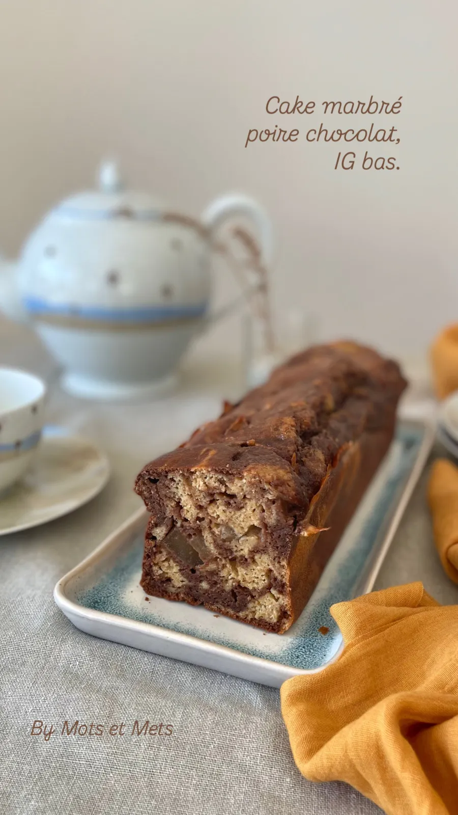 Cake marbré poire chocolat à IG bas