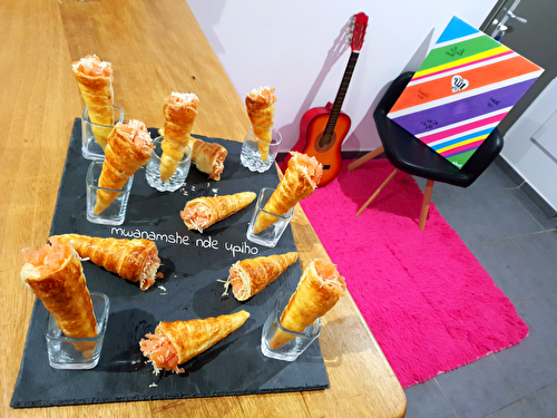 Cornets au saumon fumé et fromage