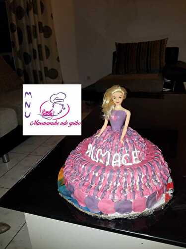 Gâteau barbie rose violet almace