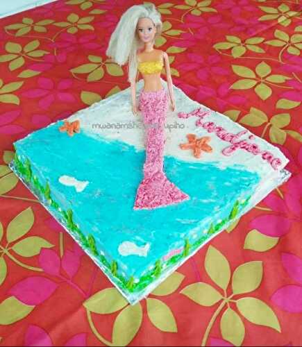 Gâteau barbie sirene sur la plage