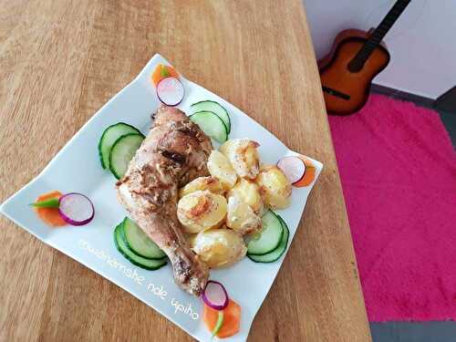 Gratin de pomme de terre et cuisse de poulet grillé