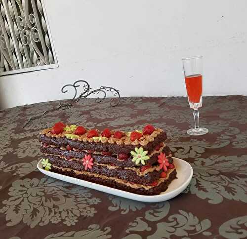 Layer cake chocolat café fraises
